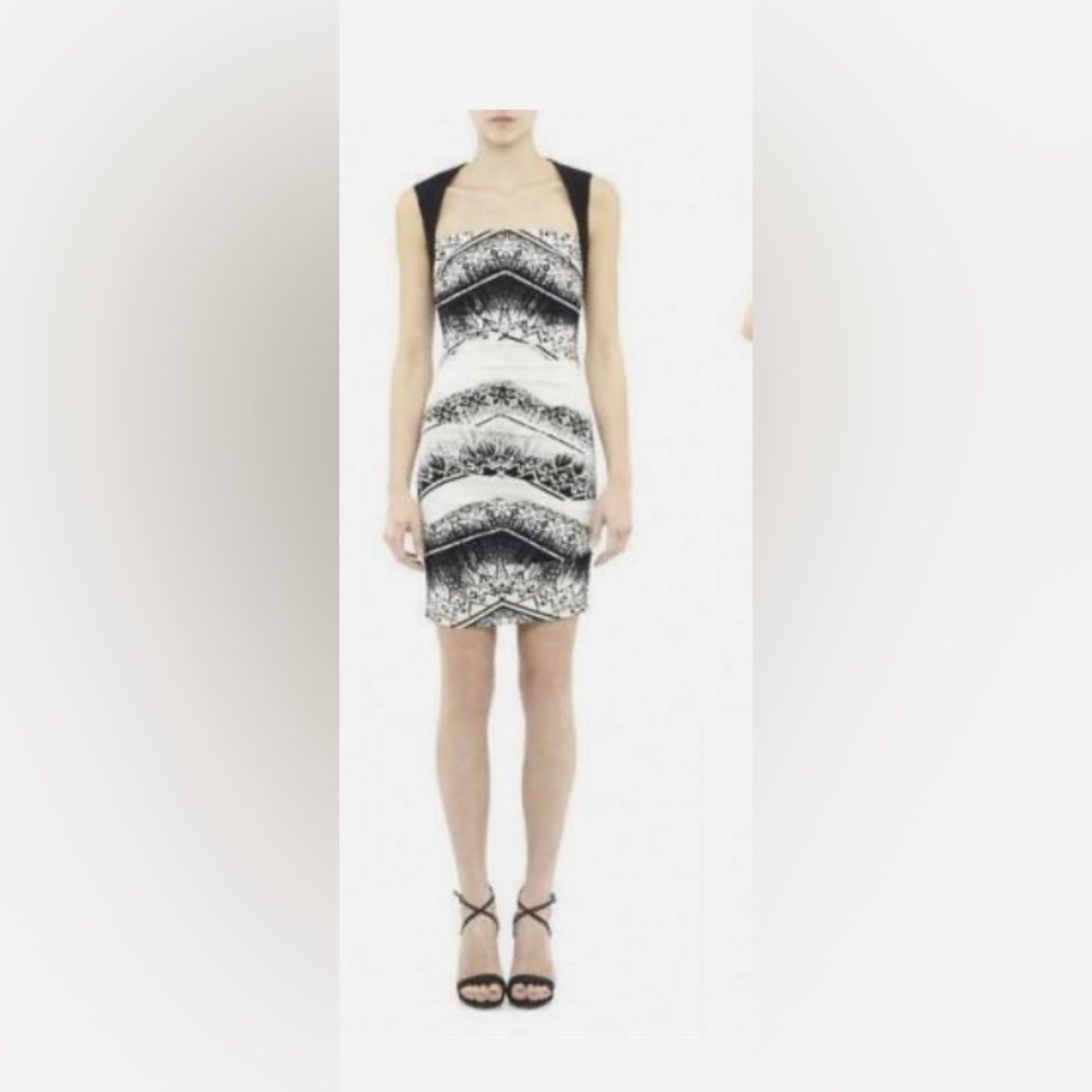 Nicole Miller Artelier Chevron Black and White Batik print Dress Size 12 Party - Picture 2 of 12
